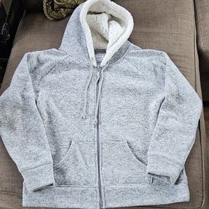 Gray Hooded Sweater Zip-Up